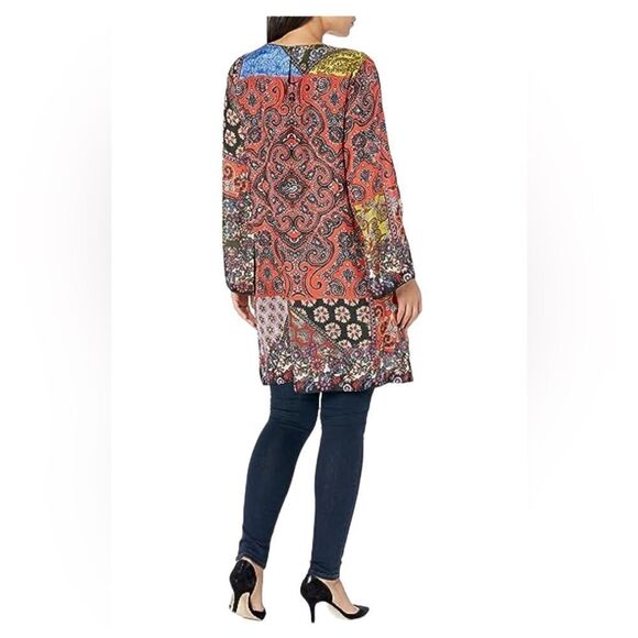 Johnny Was Moa Kabelo Silk Tunic Dress Women’s Mixed Print Size Small - Picture 3 of 10